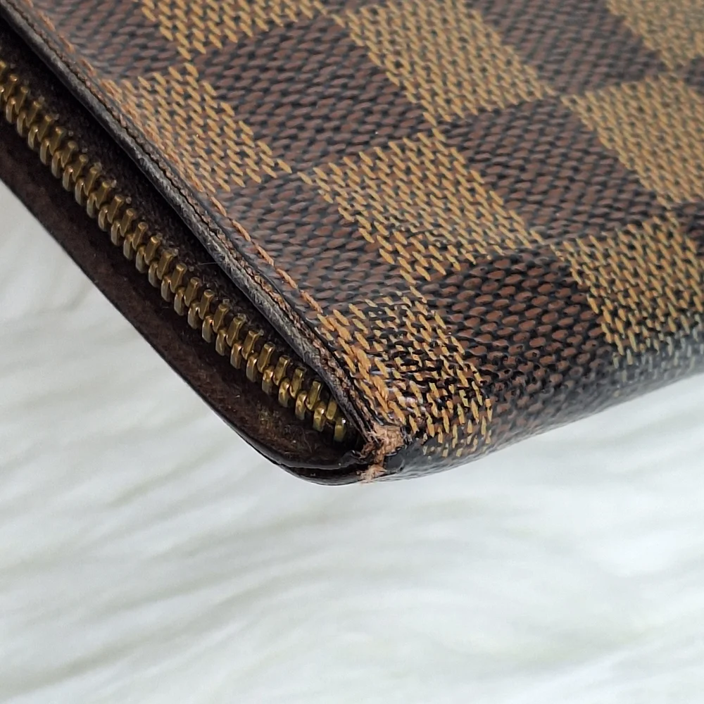 LOUIS VUITTON Zippy Damier Long Zipper Wallet LV Brown